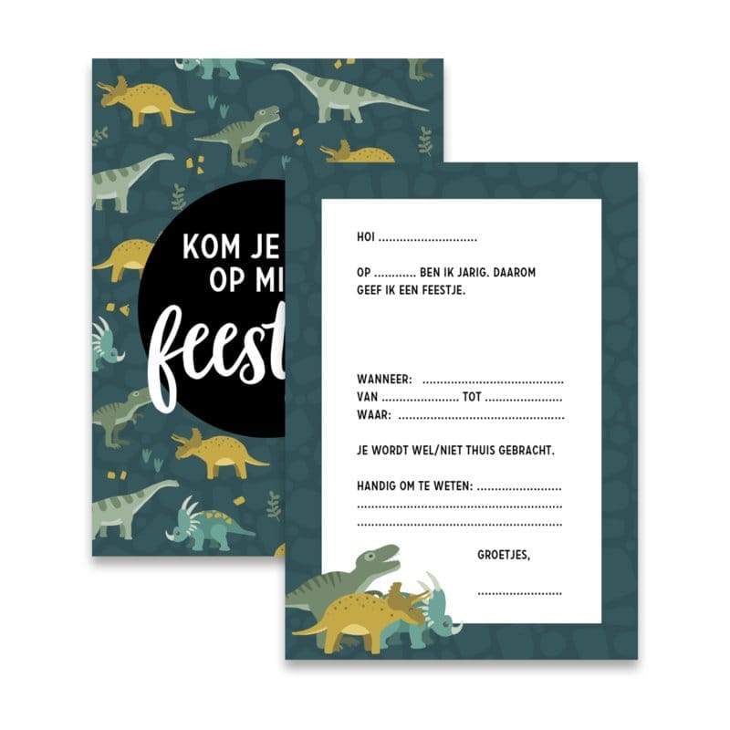Uitnodiging feestje - Dino's 8 stuks - Afbeelding 2