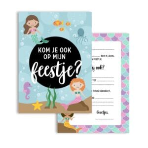 Zeemeermin uitnodigingen kinderfeestje