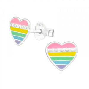 Oorbellen regenboog hartje pastel