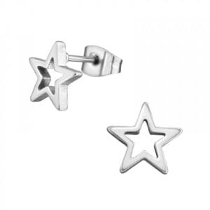 Stalen oorbellen - Ster silhouette zilver