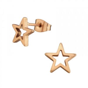 Stalen oorbellen - Ster silhouette rose gold