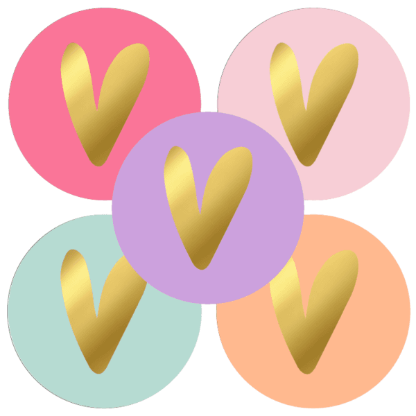 Stickers - Goudfolie Hartje - kleuren (10 stuks)