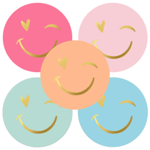 Stickers - Goudfolie Smiley - kleuren (10 stuks)