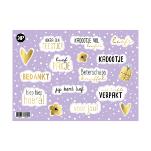 Stickervel - Feest teksten met goudfolie
