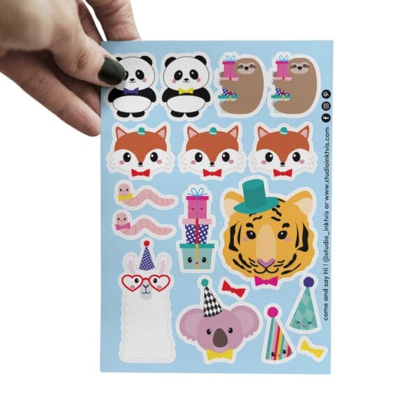 Stickervel-A6-Dieren-Feest